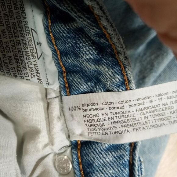Zara Straight Baggy Jeans Womens 10 (W32) Raw Hem Distressed‎ Cotton Denim Heavy - Picture 12 of 12